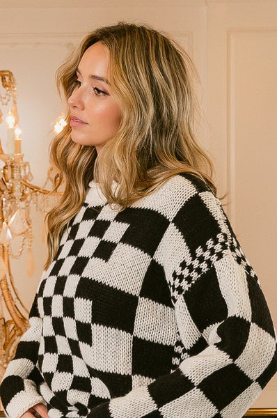 Rachel Checkered Chunky Sweater