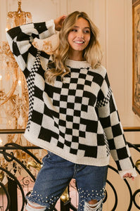 Rachel Checkered Chunky Sweater